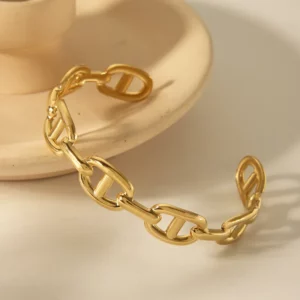 bracelet manchette maille acier inoxydable