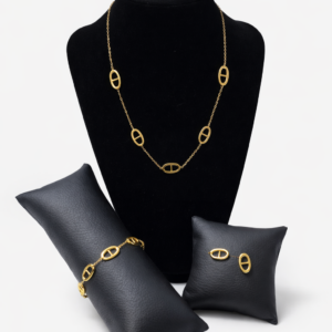 parure de bijoux maille ovale en acier inoxydable