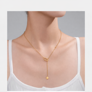 collier acier inoxydable en forme de y ovale