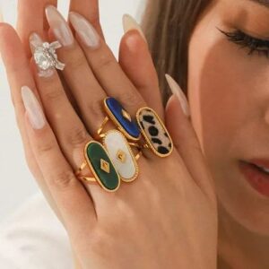 Bague Ouverte Ovale avec Pierre