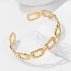 bracelets joncs mailles marines en acier inoxydable & or 18k
