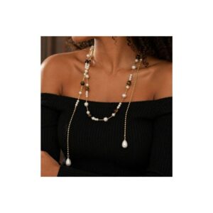 collier sautoir perles nacrées gouttes d'eau